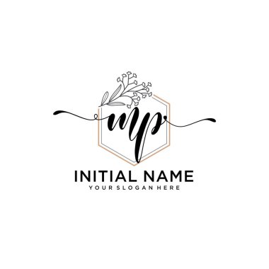 Geometrik Çerçeve ile El Yazısı: Çiçek Baş Logo Vekili