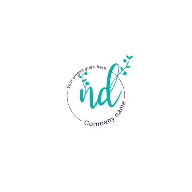 Botanik ve Geometrik Tasarımlı Çiçek Baş Logosu ND