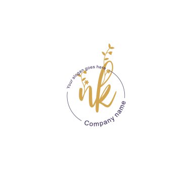 Botanik ve Geometrik Tasarımlı Çiçek Baş Logosu NK