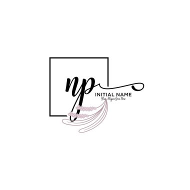 Geometrik Çerçeveli El Yazısı Çiçek Baş Logosu NP