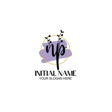 Botanik ve Geometrik Tasarımlı Çiçeksel Logo NP