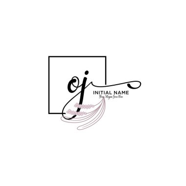 Geometrik Çerçeveli El Yazısı Çiçek Baş Logosu OJ