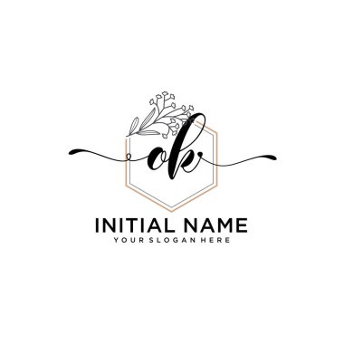 El yazısı Çiçek Baş Logosu Geometrik Çerçeve ile onaylandı