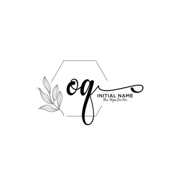 Geometrik Çerçeve ile El Yazısı Çiçek OQ