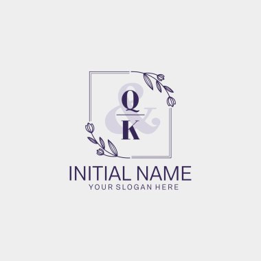 Botanik ve Geometrik Tasarımlı Çiçek Baş Logosu QK