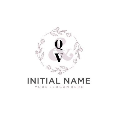 Botanik ve Geometrik Tasarımlı Çiçek Baş Logosu QV