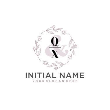 Botanik ve Geometrik Tasarımlı Çiçek Baş Logosu QX