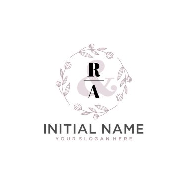 Botanik ve Geometrik Tasarımlı Çiçek Baş Logosu RA