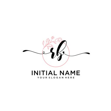 Geometrik Çerçeveli El Yazısı Çiçek Baş Logosu RB