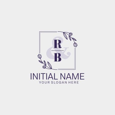 Botanik ve Geometrik Tasarımlı Çiçeksel Logo RB