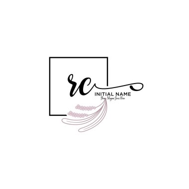 Geometrik Çerçeveli El Yazısı Çiçek Baş Logosu RC