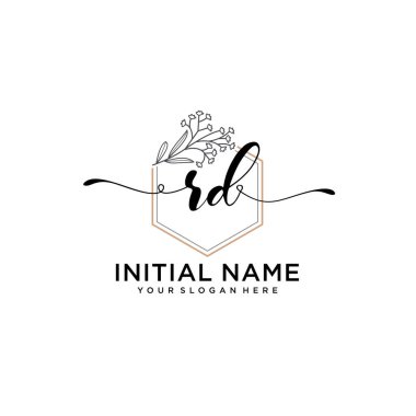 Geometrik Çerçeveli El Yazısı Çiçek Baş Logosu Ar-Ge