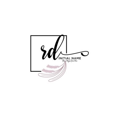 Geometrik Çerçeveli El Yazısı Çiçek Baş Logosu Ar-Ge