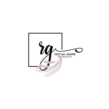 Geometrik Çerçeve ile El Yazısı Çiçek Baş Logosu RG