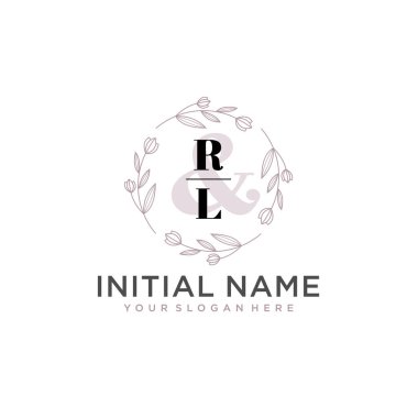 Botanik ve Geometrik Tasarımlı Çiçek Baş Logosu RL