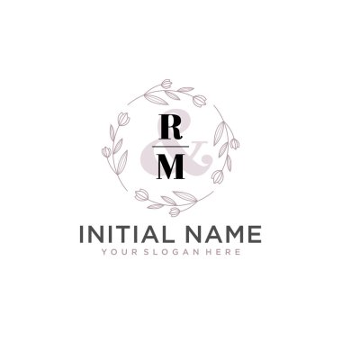 Botanik ve Geometrik Tasarımlı Çiçeksel Logo RM