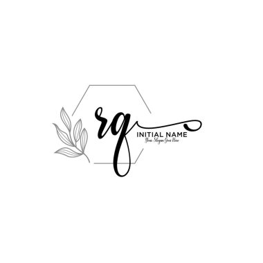 Geometrik Çerçeve ile El Yazısı Çiçek Baş Logosu RQ