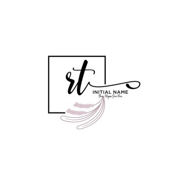 Geometrik Çerçeveli El Yazısı Çiçek Baş Logosu RT