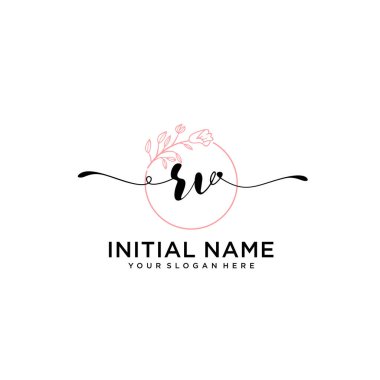 Geometrik Çerçeveli El Yazısı Çiçek Baş Logosu Karavanı