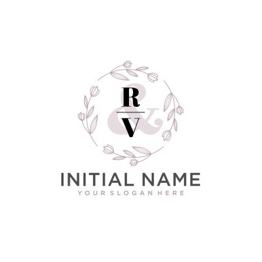 Botanik ve Geometrik Tasarımlı Çiçeksel Logo Karavanı