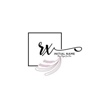 Geometrik Çerçeve ile El Yazısı Çiçek Baş Logosu RX