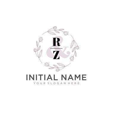 Botanik ve Geometrik Tasarımlı Çiçeksel Logo RZ