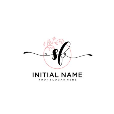 Geometrik Çerçeveli El Yazısı Çiçek Baş Logosu SF