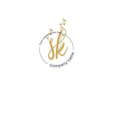 Botanik ve Geometrik Tasarımlı Çiçek Baş Logosu SK