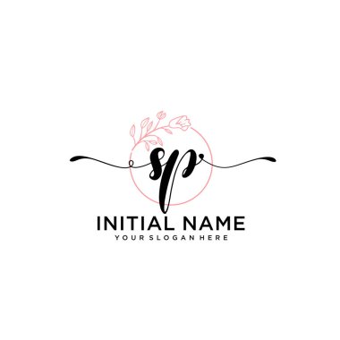 Geometrik Çerçeveli El Yazısı Çiçek Baş Logosu SP