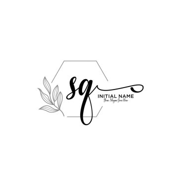 Geometrik Çerçeve ile El Yazısı Çiçek Baş Logosu SQ