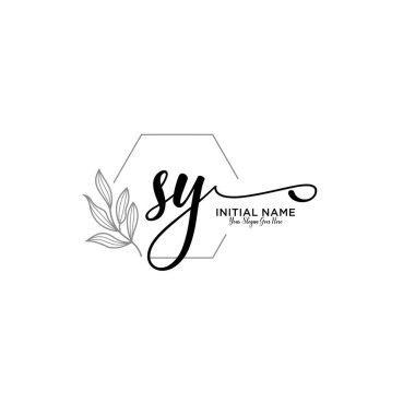 Geometrik Çerçeveli El Yazısı Çiçek Baş Logosu SY