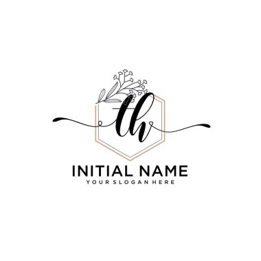 Geometrik Çerçeveli El Yazısı Çiçek Baş Logosu TH