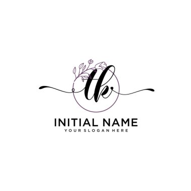 Geometrik Çerçeve ile El Yazısı Çiçek Baş Logosu TJ