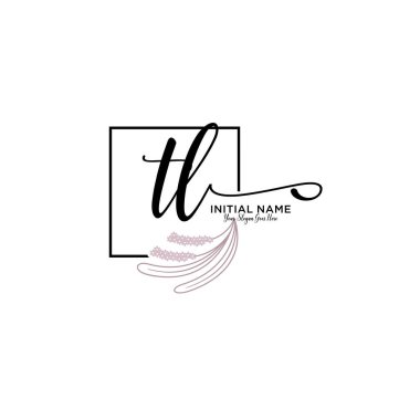 Geometrik Çerçeveli El Yazısı Çiçek Baş Logosu TL