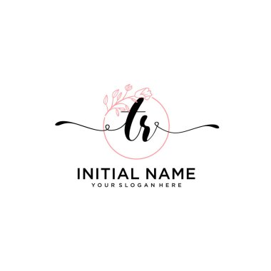 Geometrik Çerçeveli El Yazısı Çiçek Baş Logosu TR