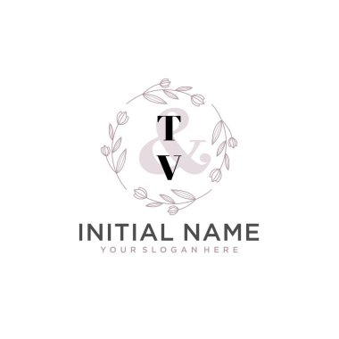 Botanik ve Geometrik Tasarımlı Çiçeksel Logo TV