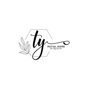 Geometrik Çerçeveli El Yazısı Çiçek Logosu TY