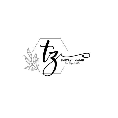 Geometrik Çerçeve ile El Yazısı Çiçek Baş Logosu TZ