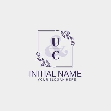 Botanik ve Geometrik Tasarımlı Çiçeksel Logo UC