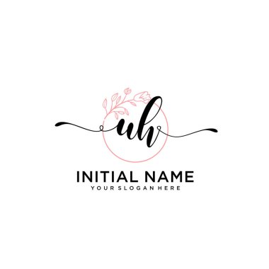 Geometrik Çerçeveli El Yazısı Çiçek Baş Logosu