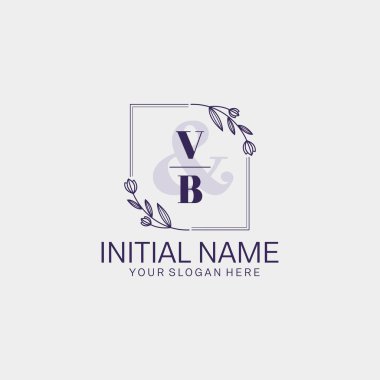 Botanik ve Geometrik Tasarımlı Çiçek Baş Logosu VB