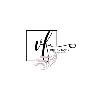 Geometrik Çerçeve ile El Yazısı Çiçek Baş Logosu VF