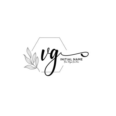 Geometrik Çerçeveli El Yazısı Çiçek Baş Logosu VG