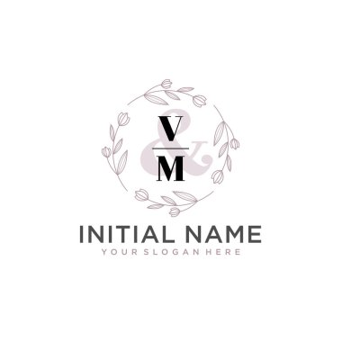 Botanik ve Geometrik Tasarımlı Çiçek Baş Logosu VM