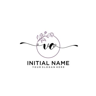 Geometrik Çerçeveli El Yazısı Çiçek Baş Logosu VO