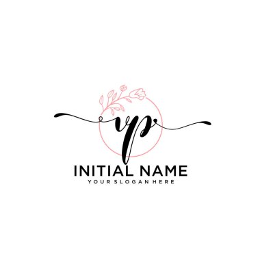 Geometrik Çerçeveli El Yazısı Çiçek Baş Logosu Başkan Yardımcısı