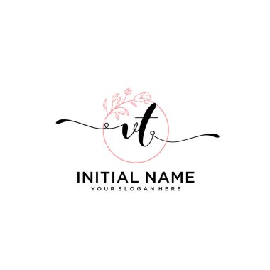 Geometrik Çerçeveli El Yazısı Çiçek Baş Logosu VT