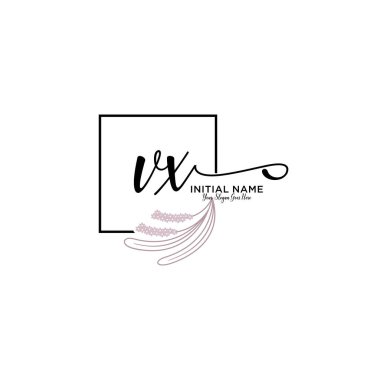 Geometrik Çerçeve ile El Yazısı Çiçek Baş Logosu VX