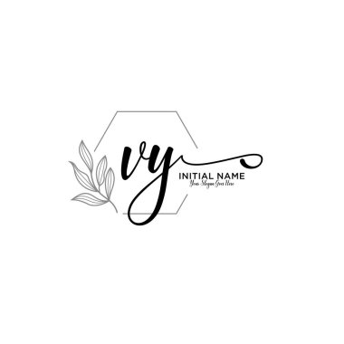 Geometrik Çerçeveli El Yazısı Çiçek Baş Logosu VY