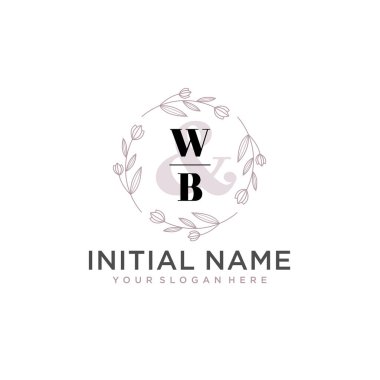 Botanik ve Geometrik Tasarımlı Çiçek Baş Logosu WB
